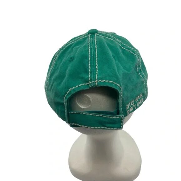 Ladies Bow-Tie Jeep Hair Don't Care Monogram Baseball Hat Turquoise Blue - Picture 3 of 6